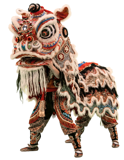 Un León en la danza tradicional China en la Danza del León